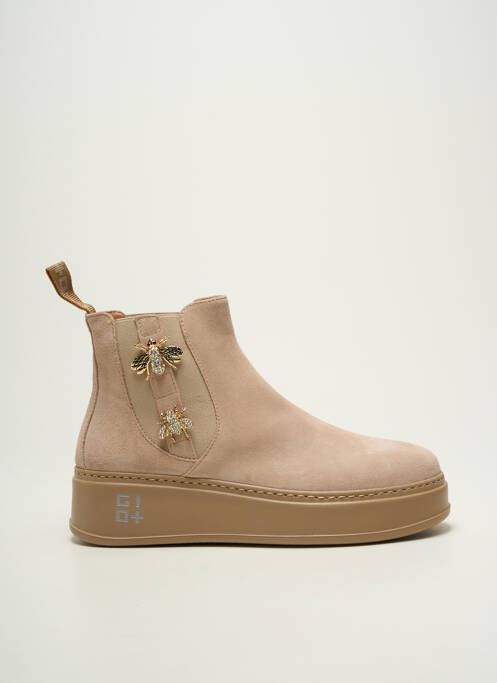 Bottines/boots nubuck talon de 4 à 6cm beige GIO+ femme