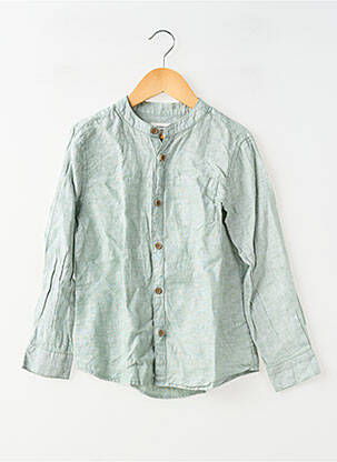 Chemise manches longues col mao vert MONOPRIX garcon