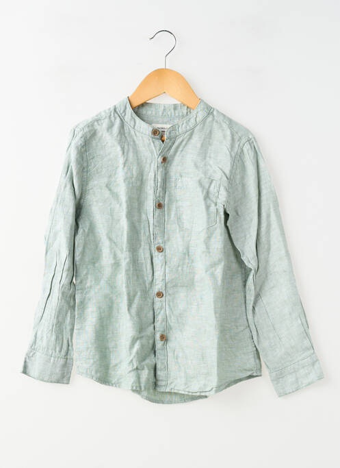 Chemise manches longues col mao vert MONOPRIX garcon