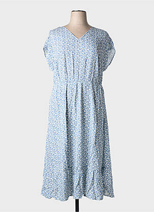 Robe longue manches courtes manches courtes bleu SHEEGO femme