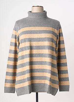 Pull col roulé tissage chiné manches longues gris SHEEGO femme