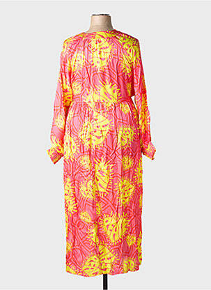 Robe longue imprimé fantaisie manches longues rose SHEEGO femme