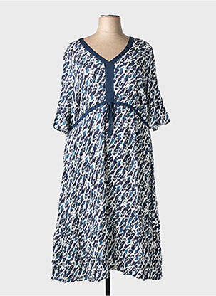 Robe longue imprimé fantaisie manches longues bleu SHEEGO femme