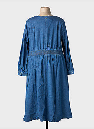 Robe mi-longue coupe fluide manches longues bleu SHEEGO femme