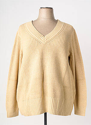 Pull col v manches longues beige SHEEGO femme