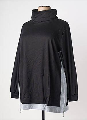 Pull col roulé coupe droite manches longues noir SHEEGO femme