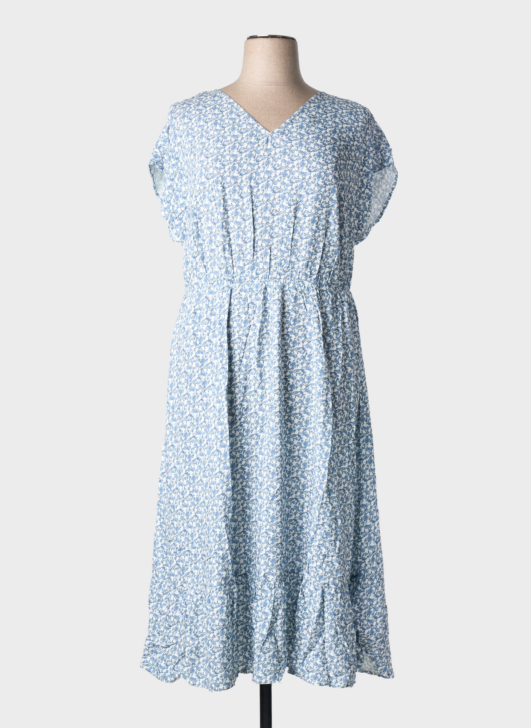 Robe longue manches courtes manches courtes bleu SHEEGO femme