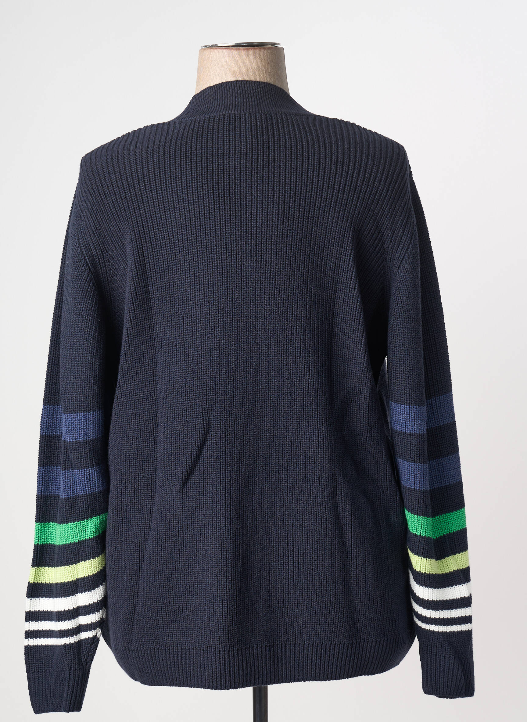 Gilet manches longues col châle bleu TRIANGLE femme