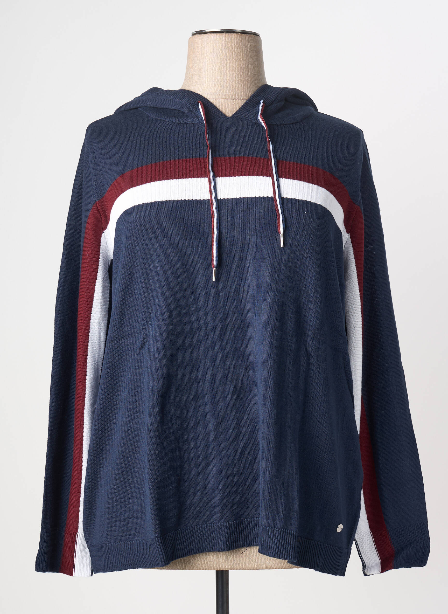 Sweat-shirt à capuche stretch manches longues bleu SHEEGO femme