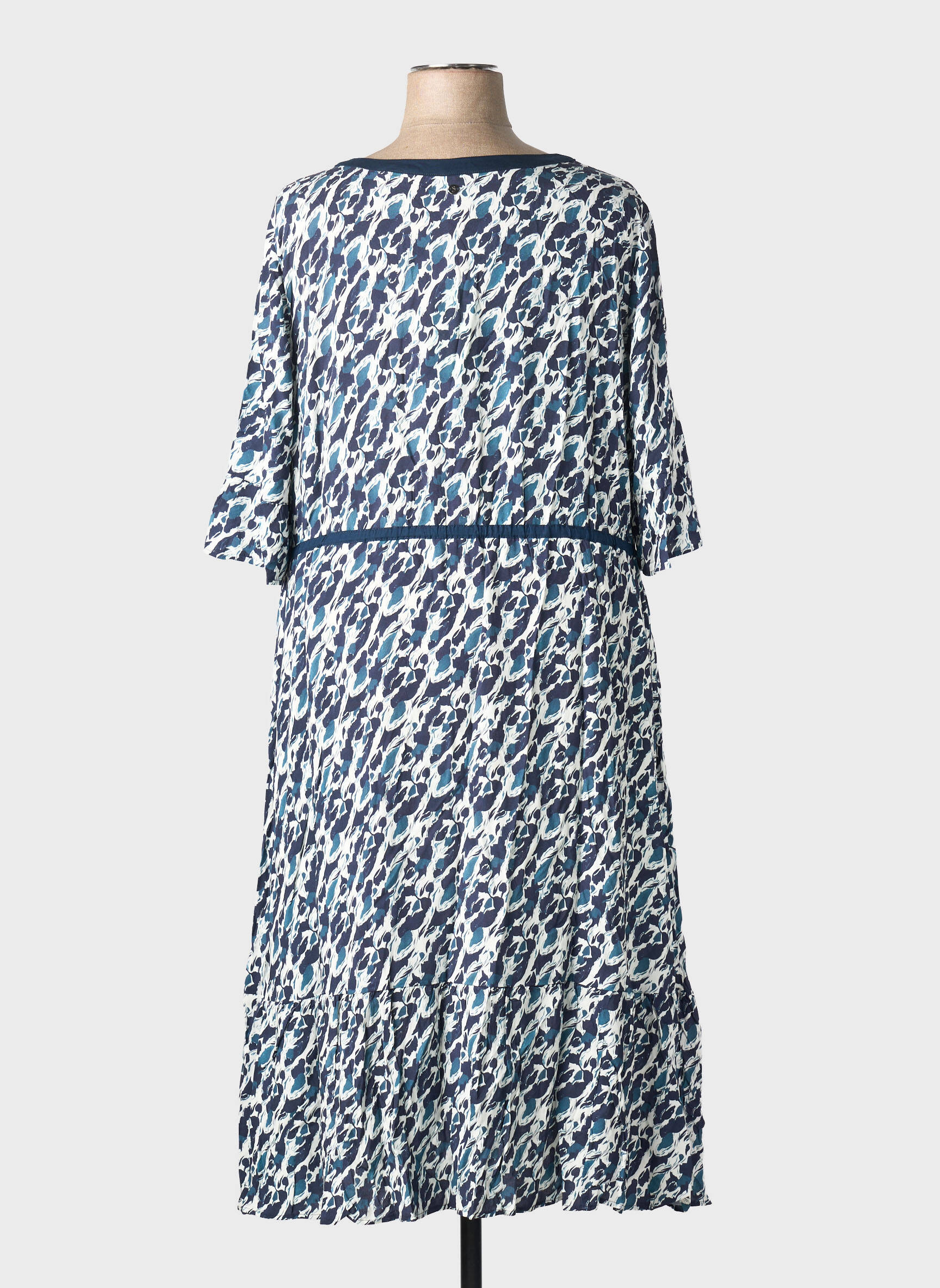 Robe longue imprimé fantaisie manches longues bleu SHEEGO femme