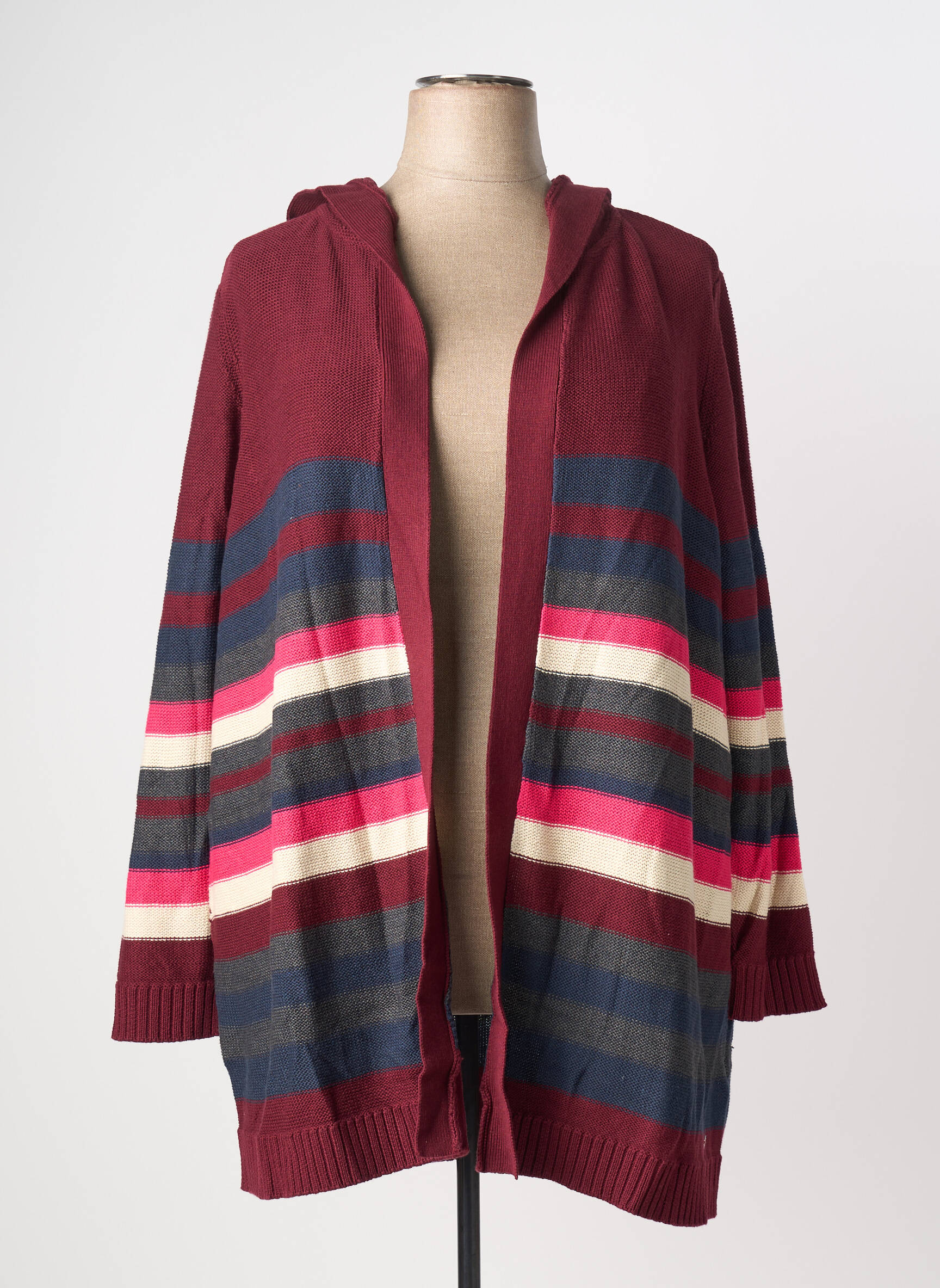 Gilet manches longues col châle rouge SHEEGO femme
