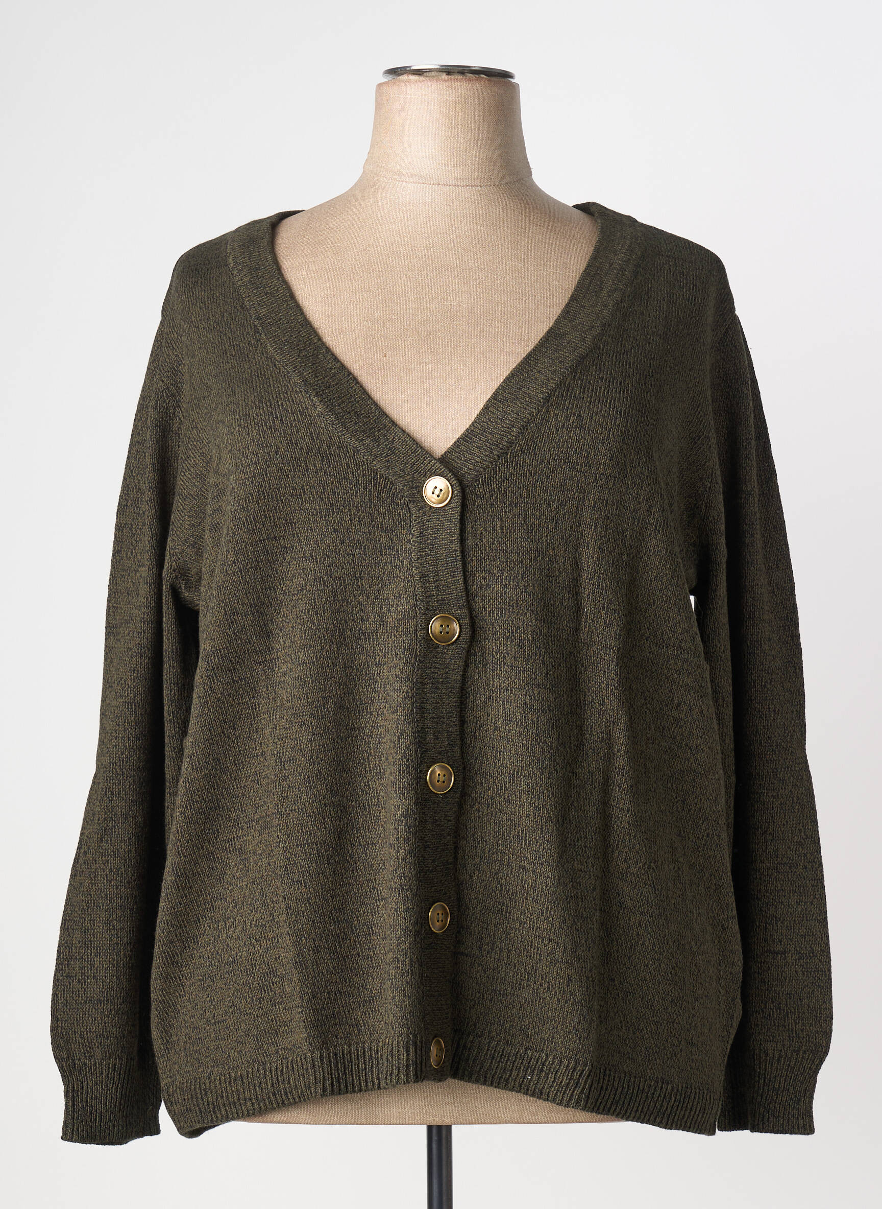 Gilet manches longues resserrée sur le bas vert SHEEGO femme