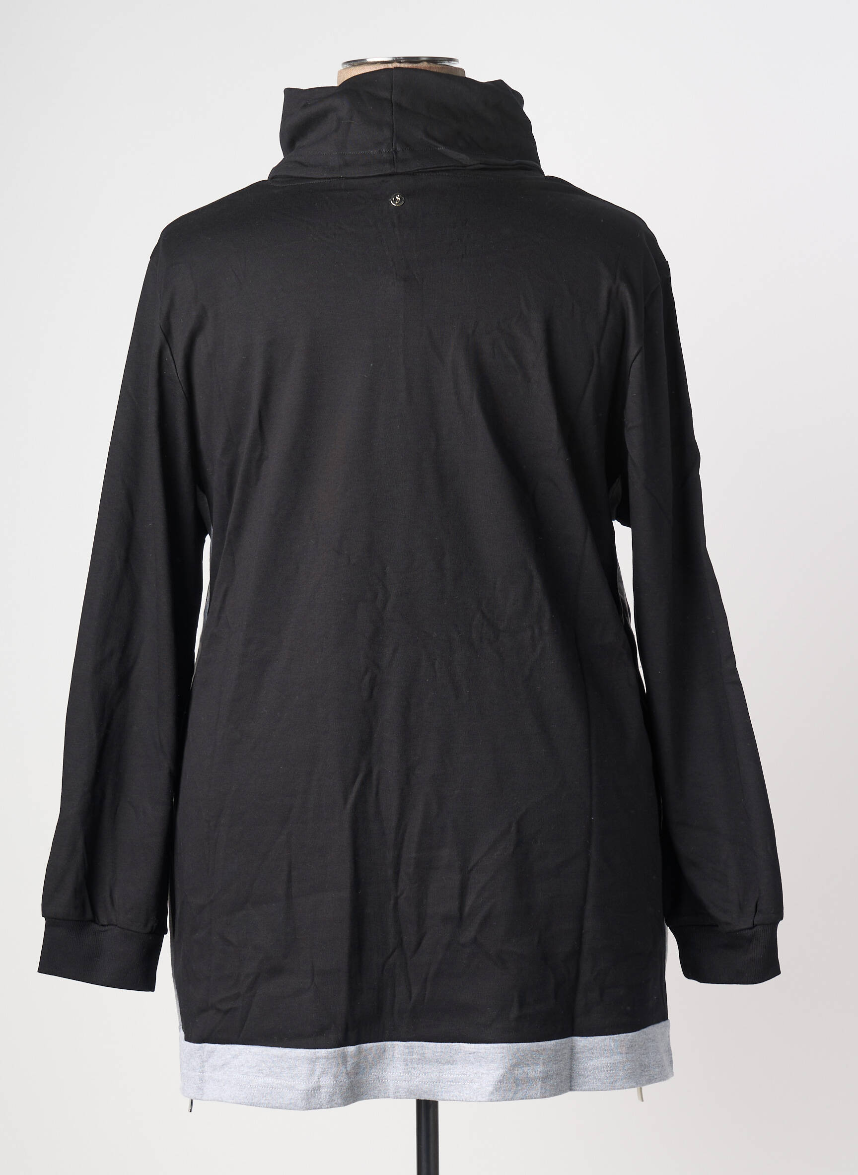 Pull col roulé coupe droite manches longues noir SHEEGO femme