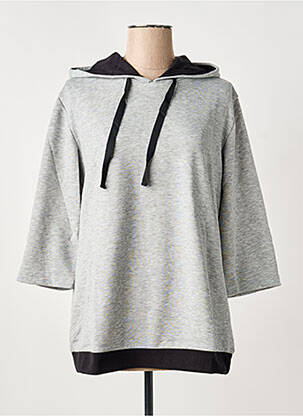 Sweat-shirt à capuche stretch manches 3/4 gris SHEEGO femme