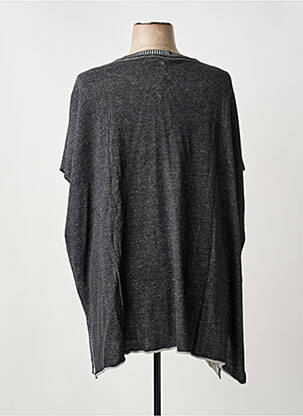 Pull tunique tissage chiné manches courtes gris SHEEGO femme