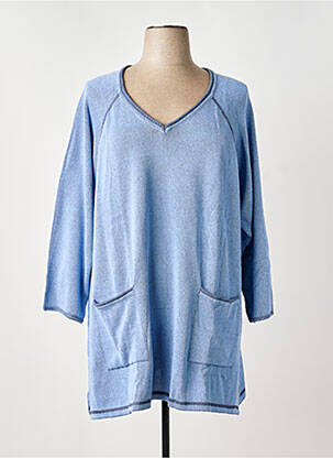 Pull tunique tissage chiné manches 3/4 bleu SHEEGO femme