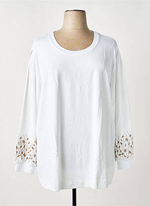 Sweat-shirt stretch manches longues blanc SHEEGO femme