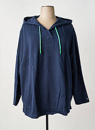 Sweat-shirt à capuche col v manches longues bleu SHEEGO femme