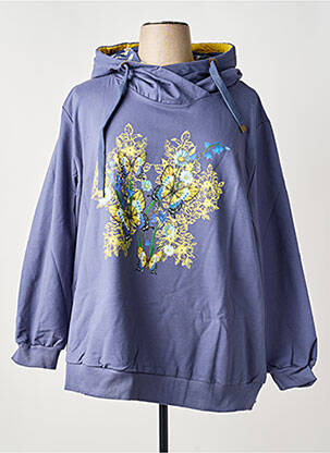 Sweat-shirt à capuche broderie manches longues bleu SHEEGO femme