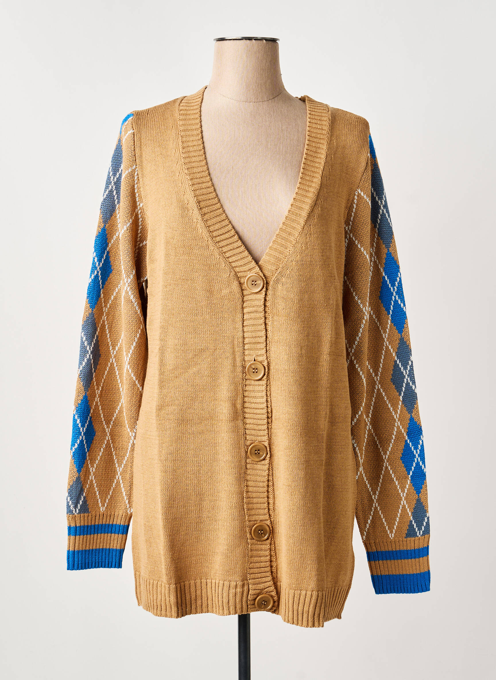 Gilet manches longues resserrée sur le bas beige SHEEGO femme