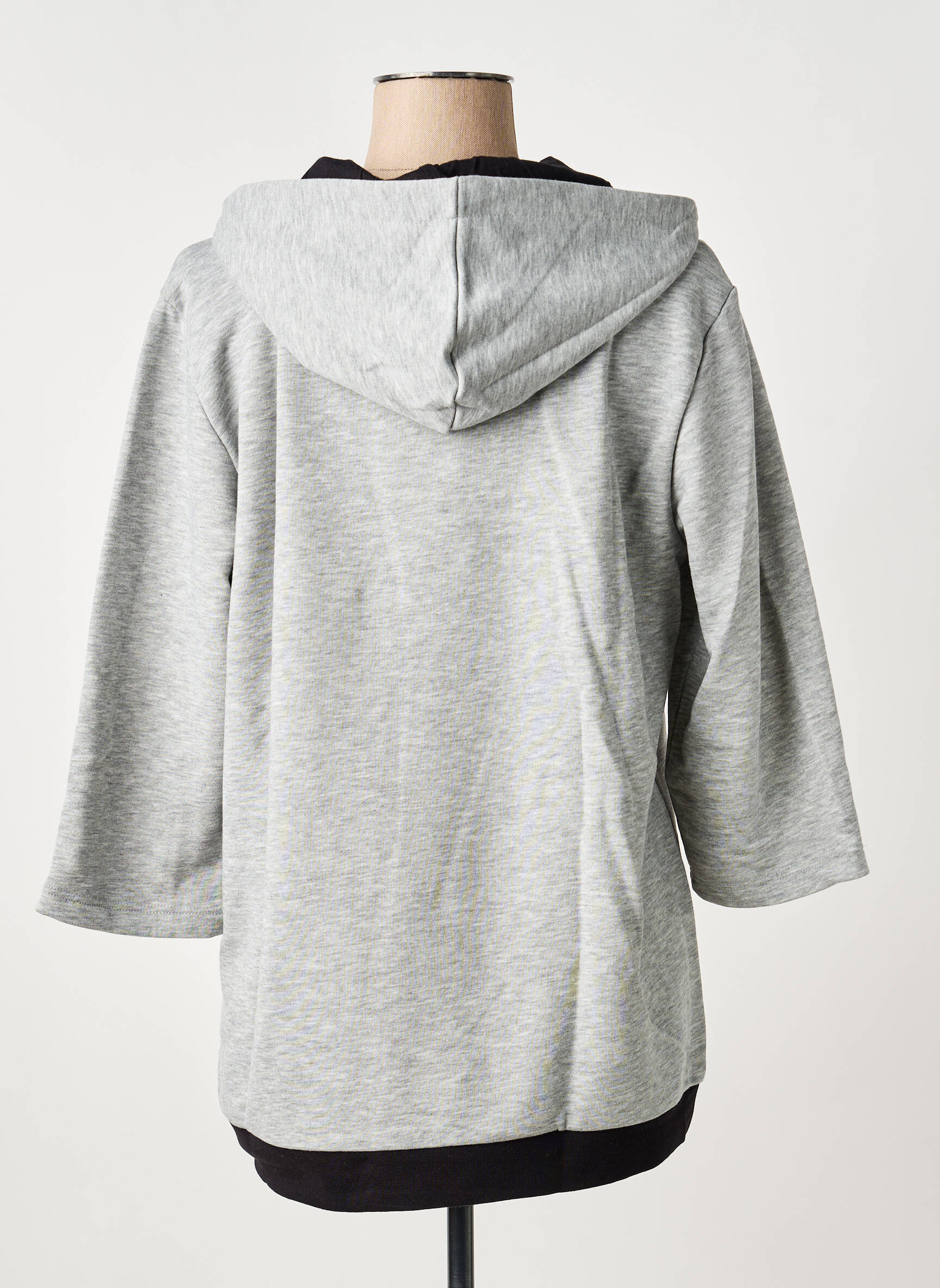 Sweat-shirt à capuche stretch manches 3/4 gris SHEEGO femme
