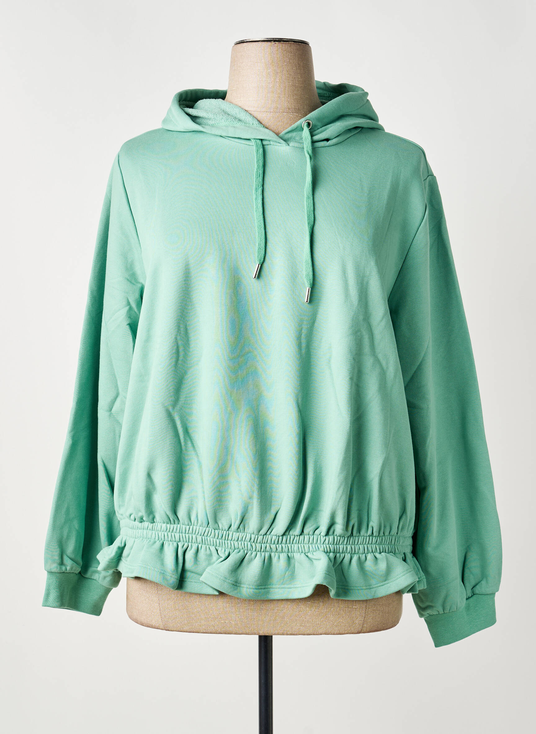 Sweat-shirt à capuche tissage jersey manches longues vert SHEEGO femme