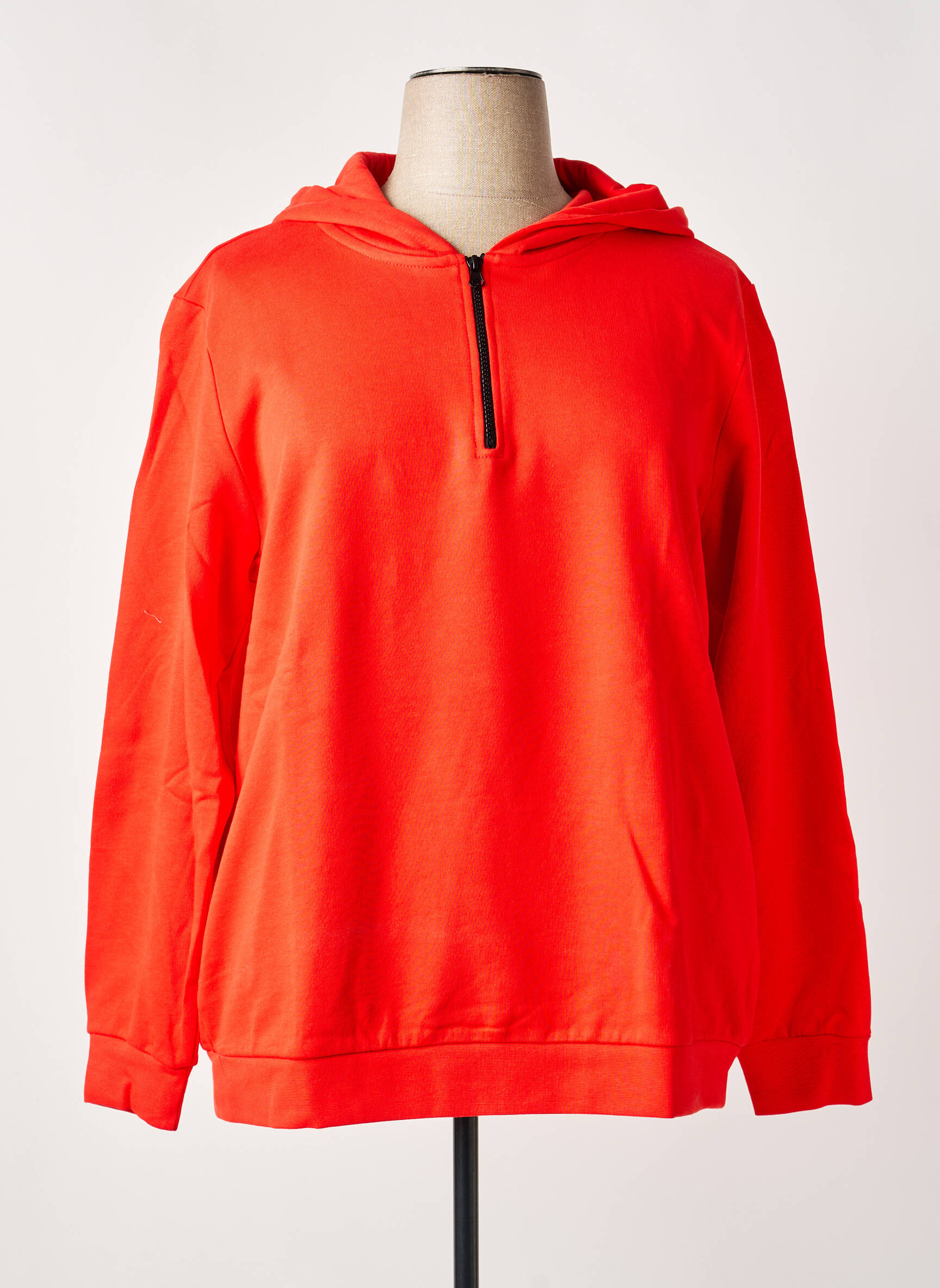 Sweat-shirt à capuche stretch manches longues rouge SHEEGO femme