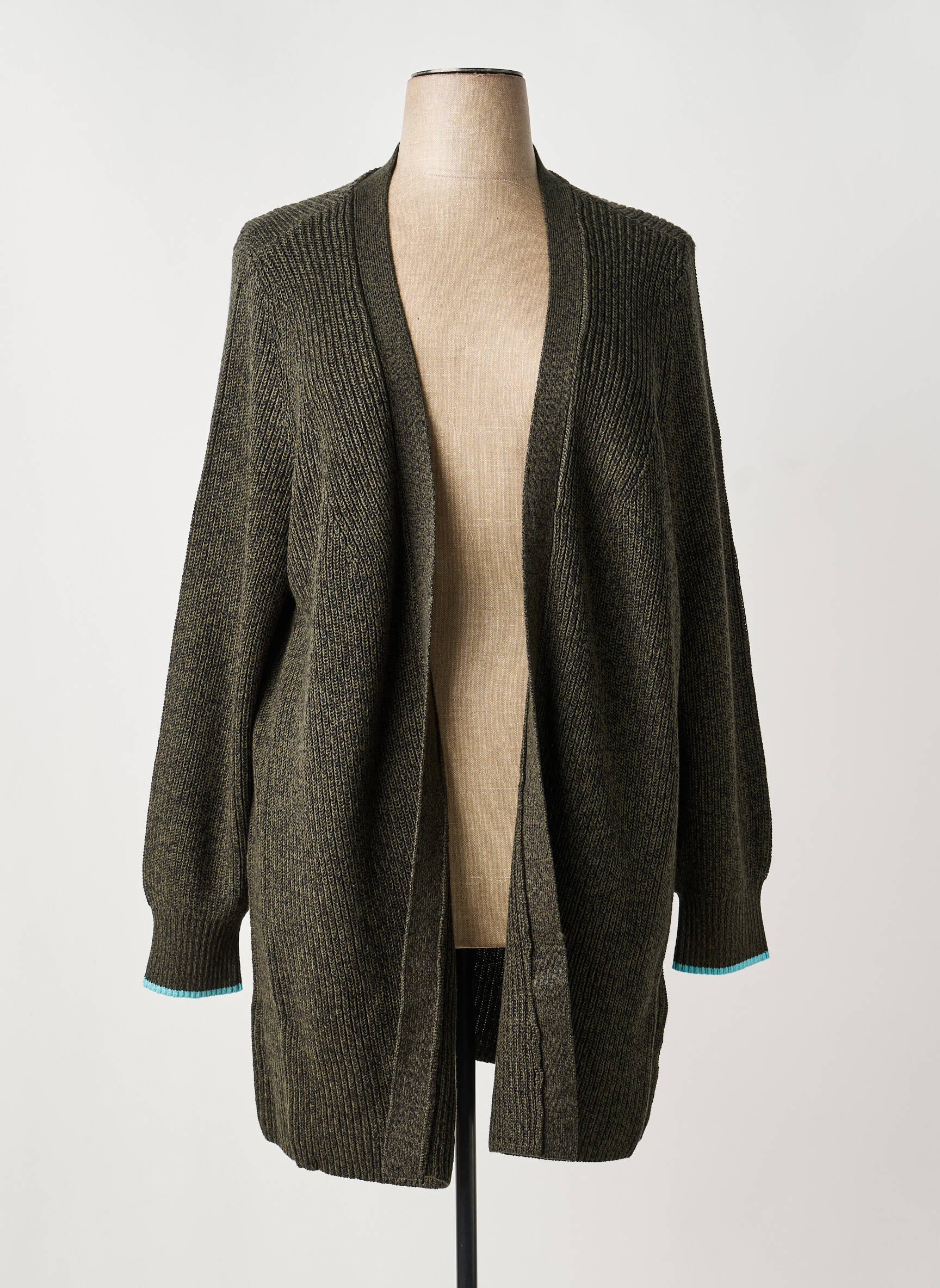 Gilet manches longues resserrée sur le bas vert SHEEGO femme
