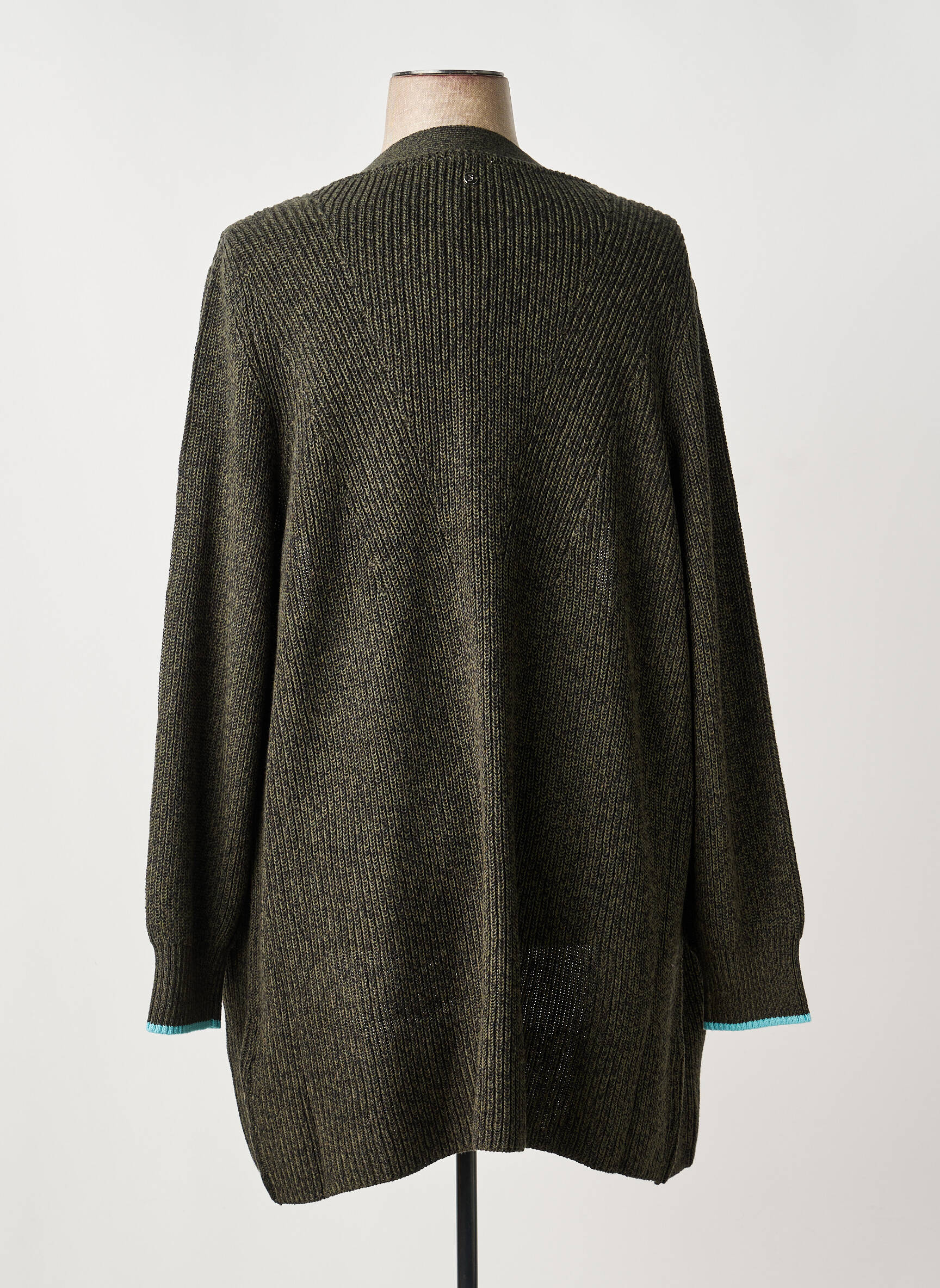 Gilet manches longues resserrée sur le bas vert SHEEGO femme