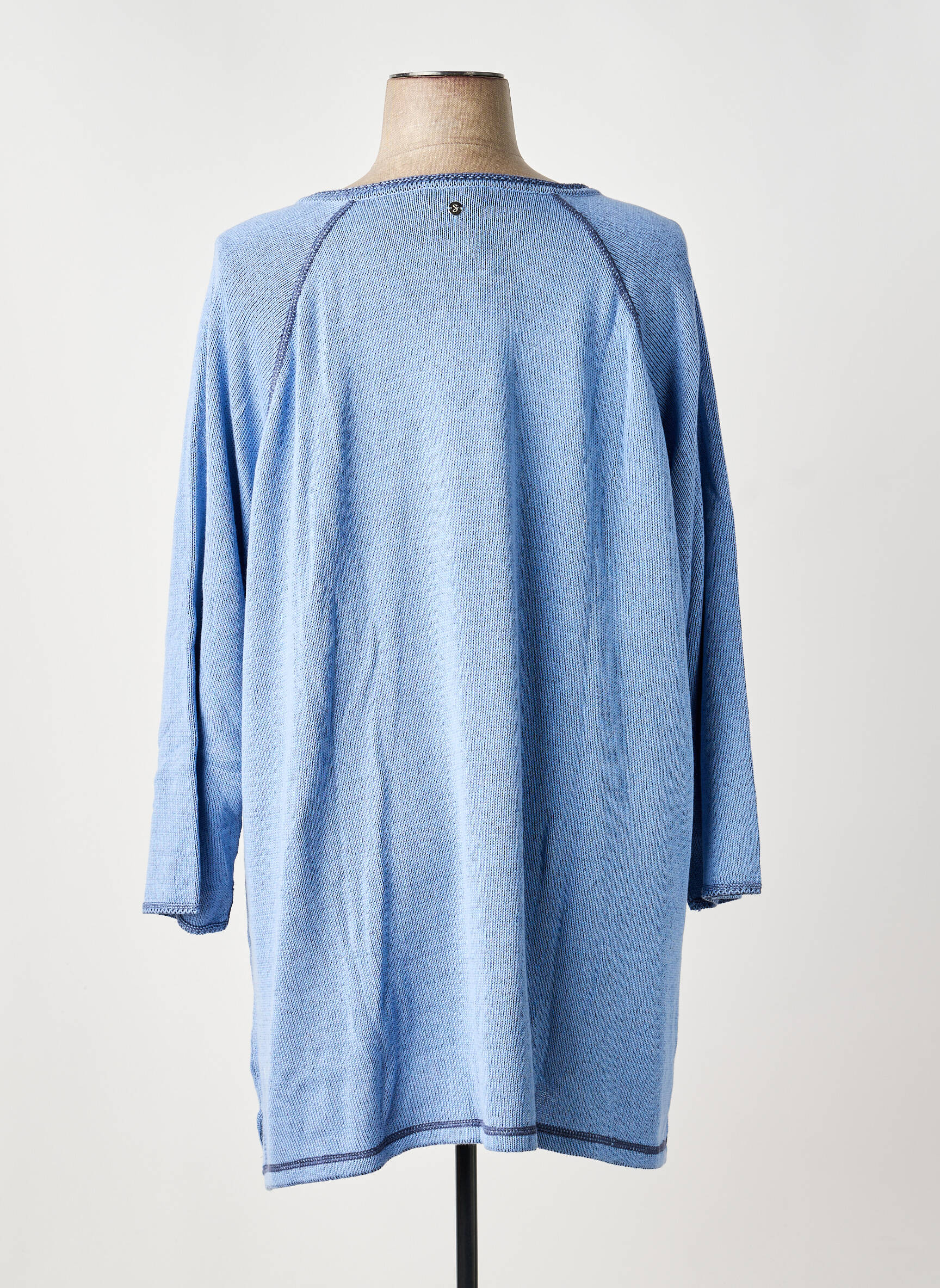 Pull tunique tissage chiné manches 3/4 bleu SHEEGO femme