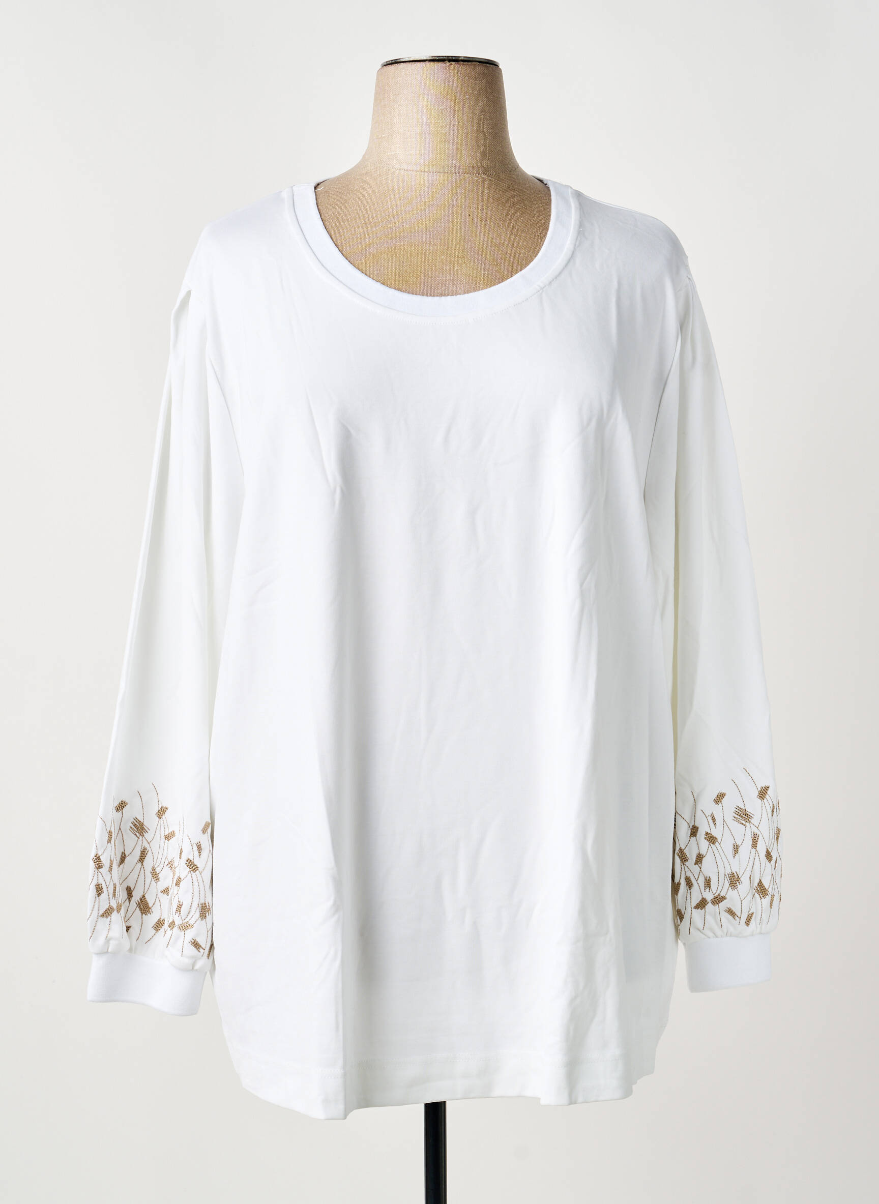 Sweat-shirt stretch manches longues blanc SHEEGO femme