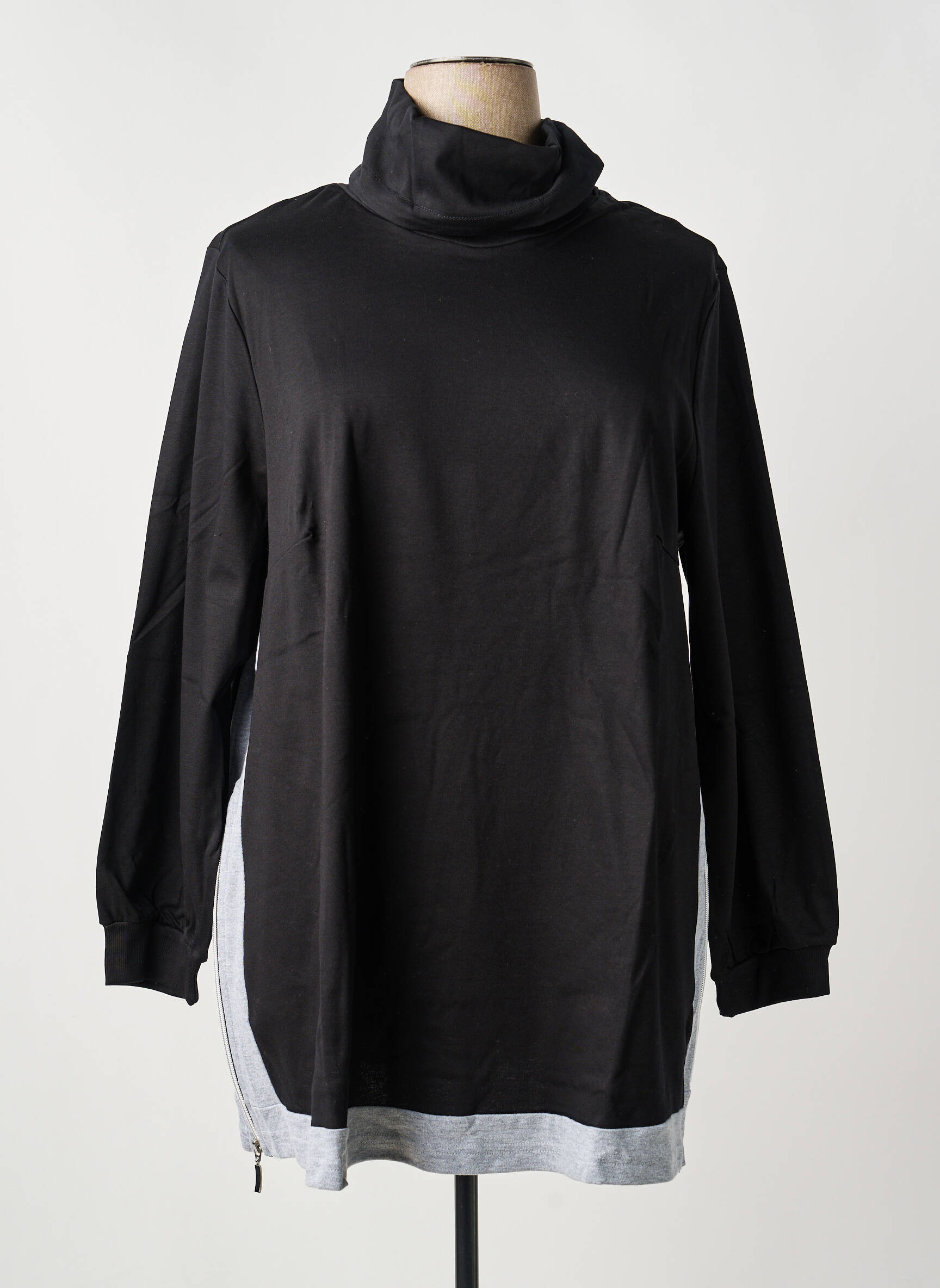 Sweat-shirt stretch manches longues noir SHEEGO femme
