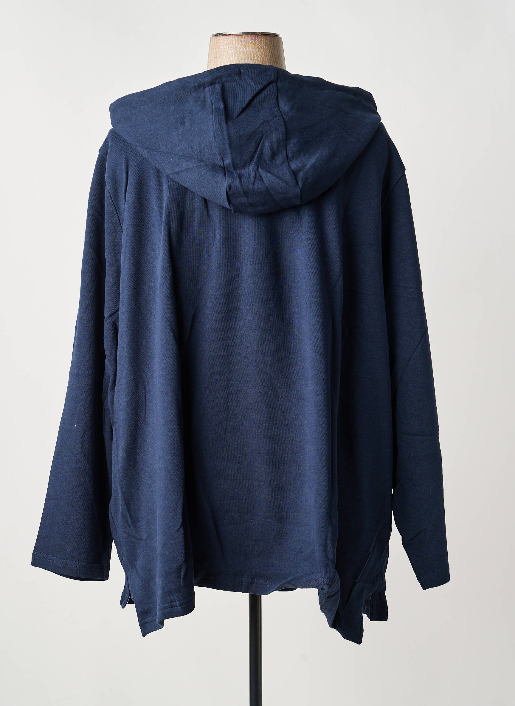 Sweat-shirt à capuche col v manches longues bleu SHEEGO femme