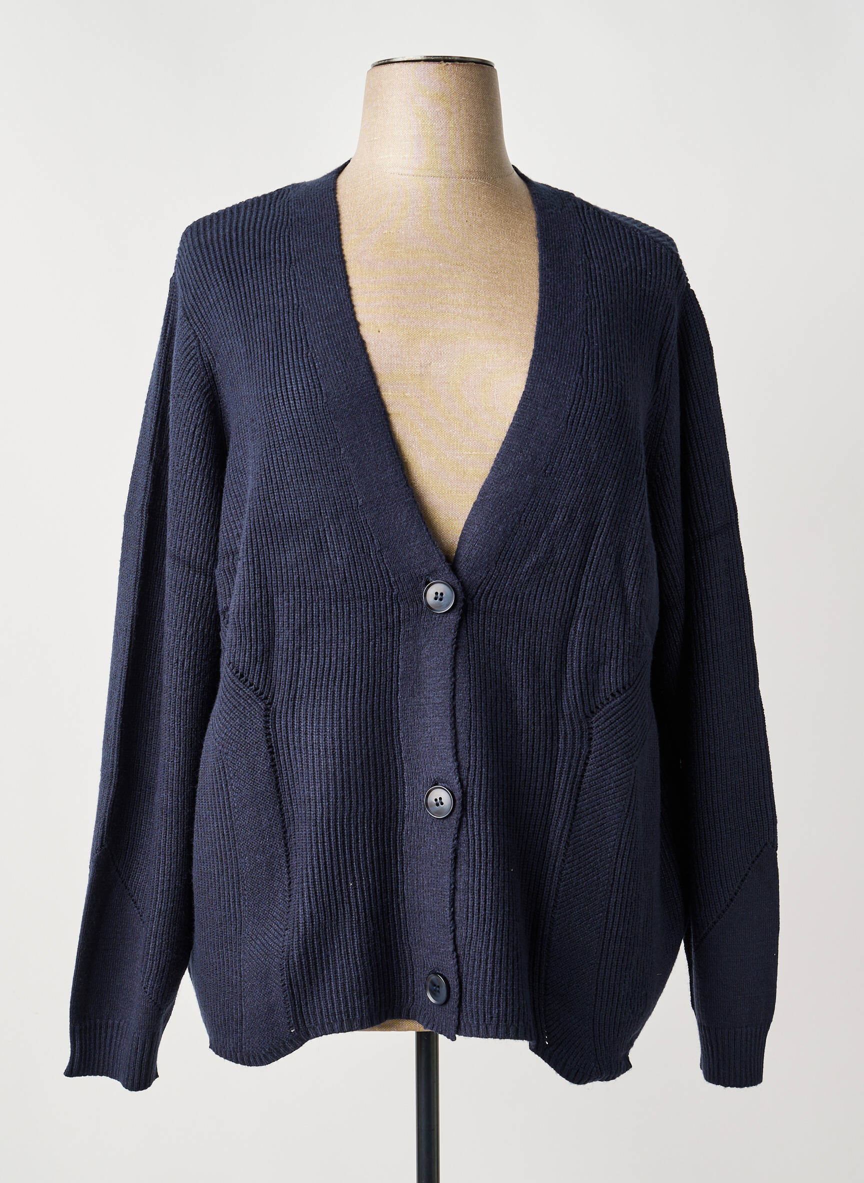 Gilet manches longues resserrée sur le bas bleu SHEEGO femme