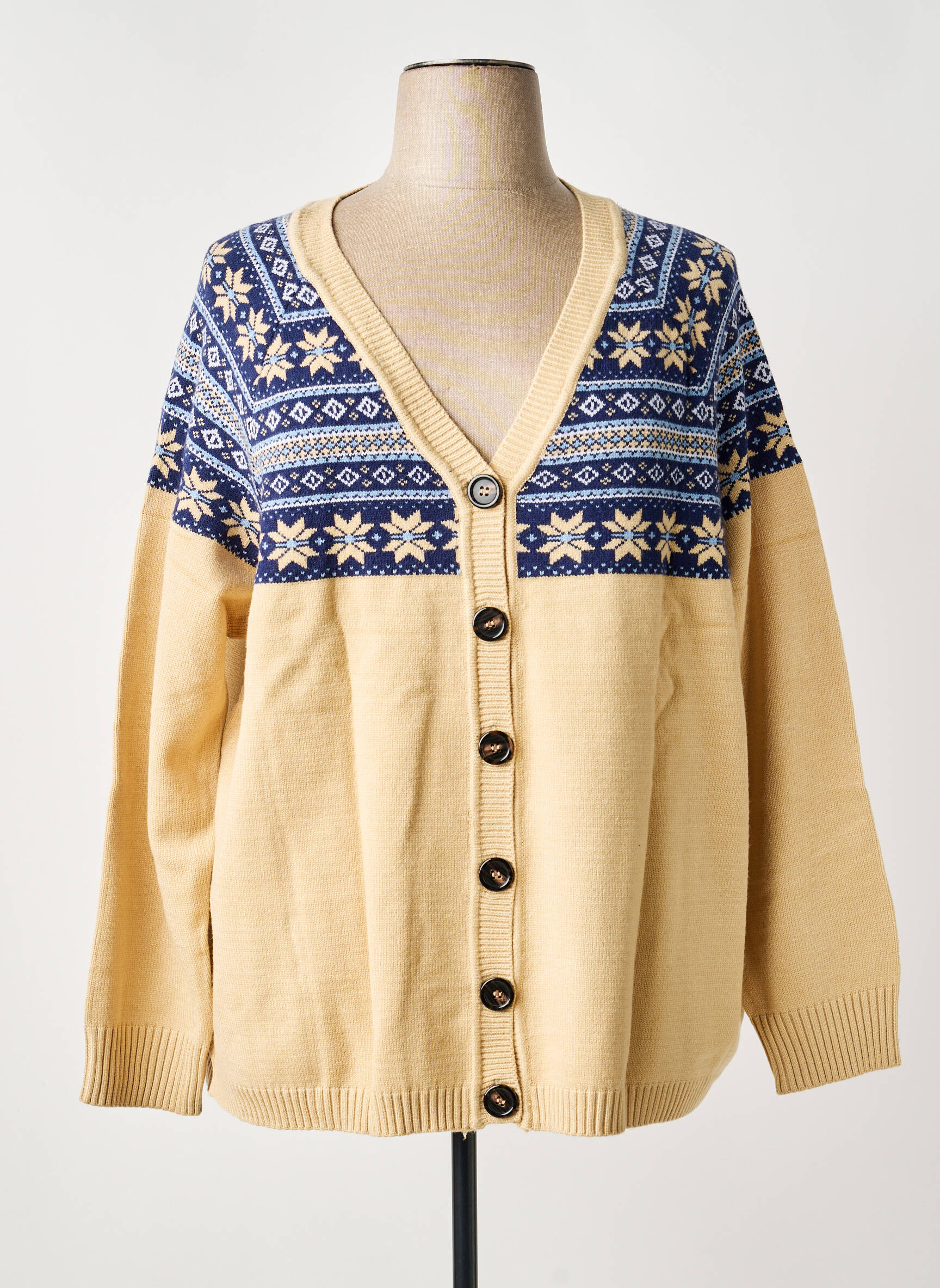 Gilet manches longues resserrée sur le bas beige SHEEGO femme