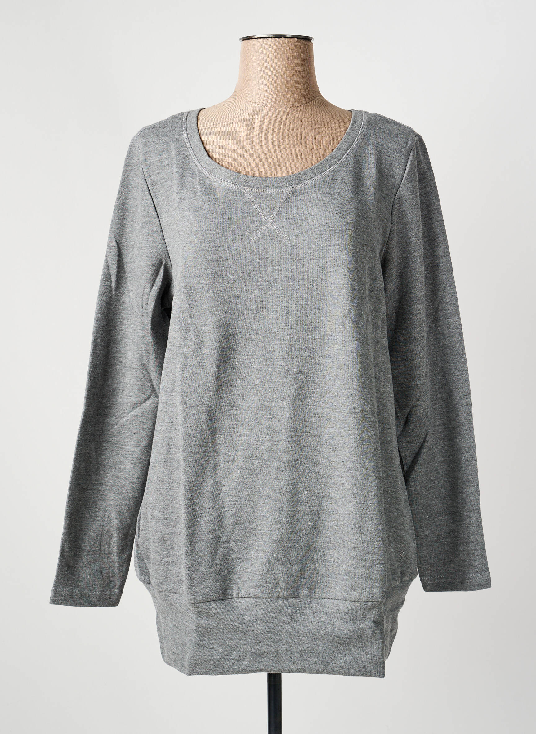 Sweat-shirt manches longues manches longues gris SHEEGO femme