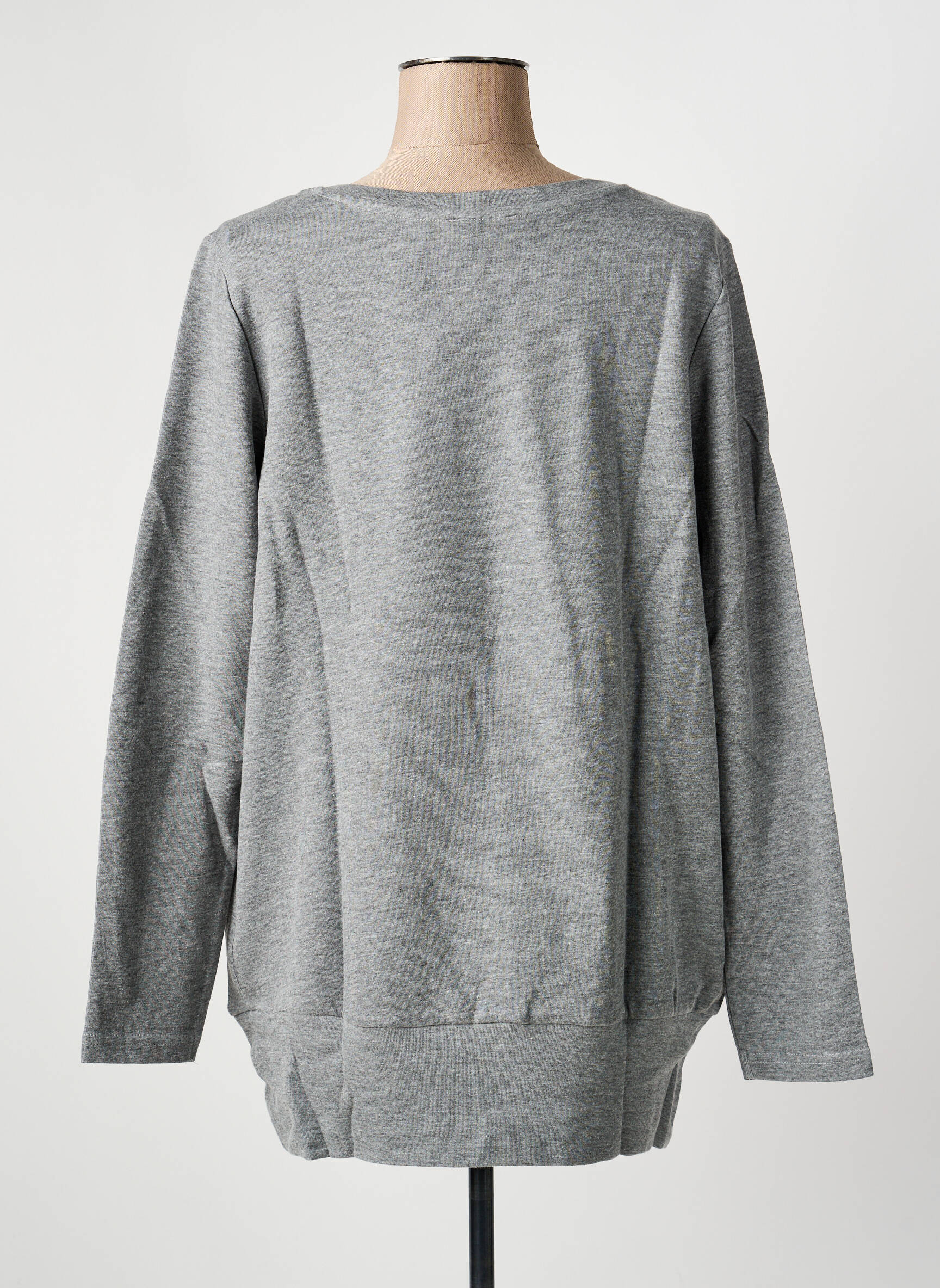 Sweat-shirt manches longues manches longues gris SHEEGO femme