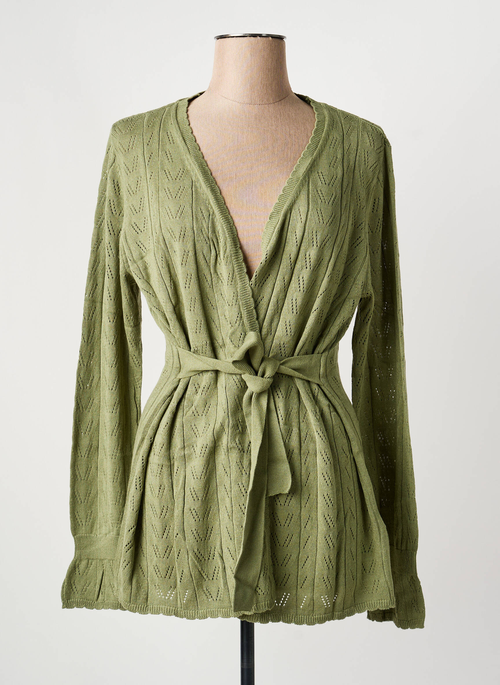 Gilet manches longues manches longues vert SHEEGO femme