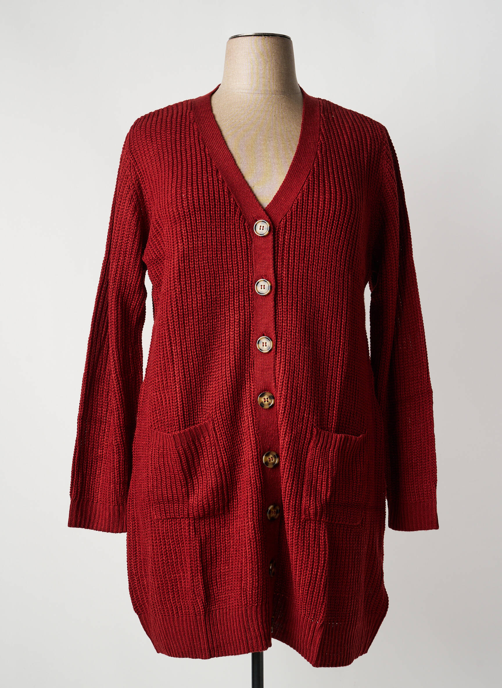 Gilet manches longues coupe cintrée rouge SHEEGO femme