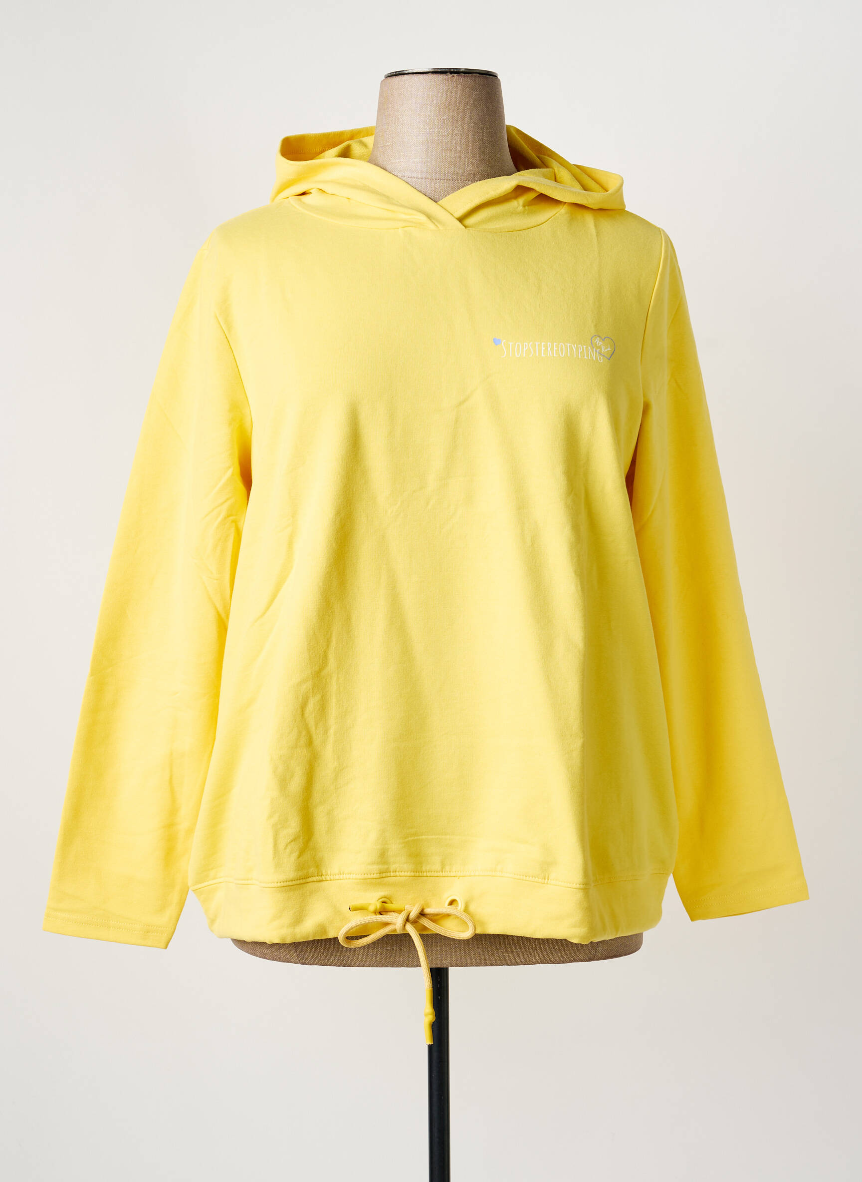 Sweat-shirt à capuche sérigraphie floquée manches longues jaune SHEEGO femme