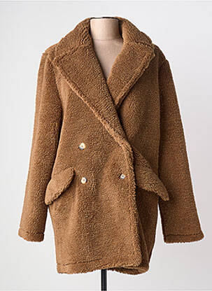 Manteau long coupe droite sans capuche marron PAKO LITTO femme