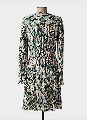 Robe mi-longue coupe fluide manches longues vert C'EST BEAU LA VIE femme