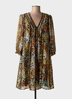 Robe mi-longue coupe fluide manches longues noir FREEMAN T.PORTER femme