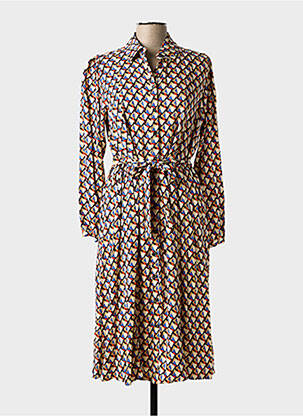 Robe mi-longue coupe fluide manches longues beige C'EST BEAU LA VIE femme
