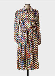 Robe mi-longue coupe fluide manches longues beige C'EST BEAU LA VIE femme