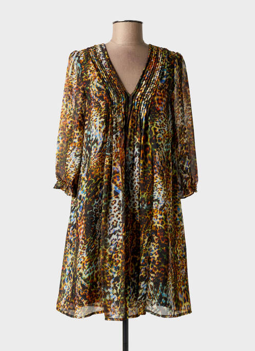 Robe mi-longue coupe fluide manches longues noir FREEMAN T.PORTER femme