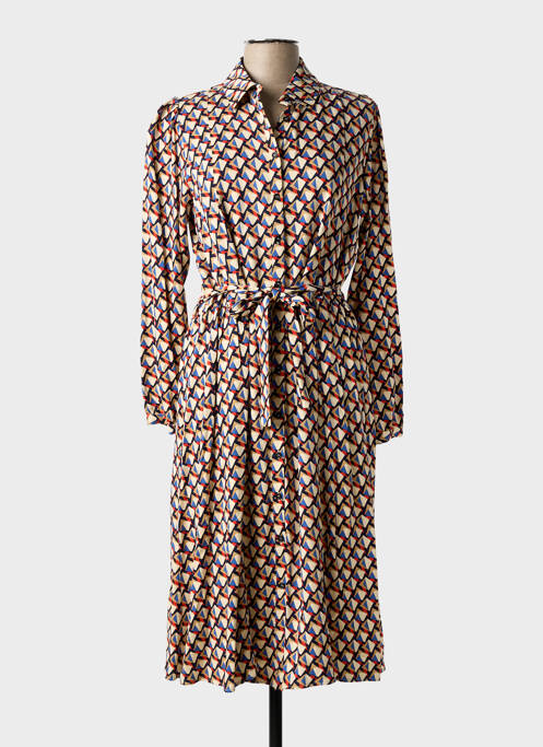 Robe mi-longue manches longues manches longues beige C'EST BEAU LA VIE femme