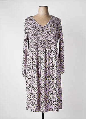 Robe mi-longue coupe fluide manches longues violet SHEEGO femme