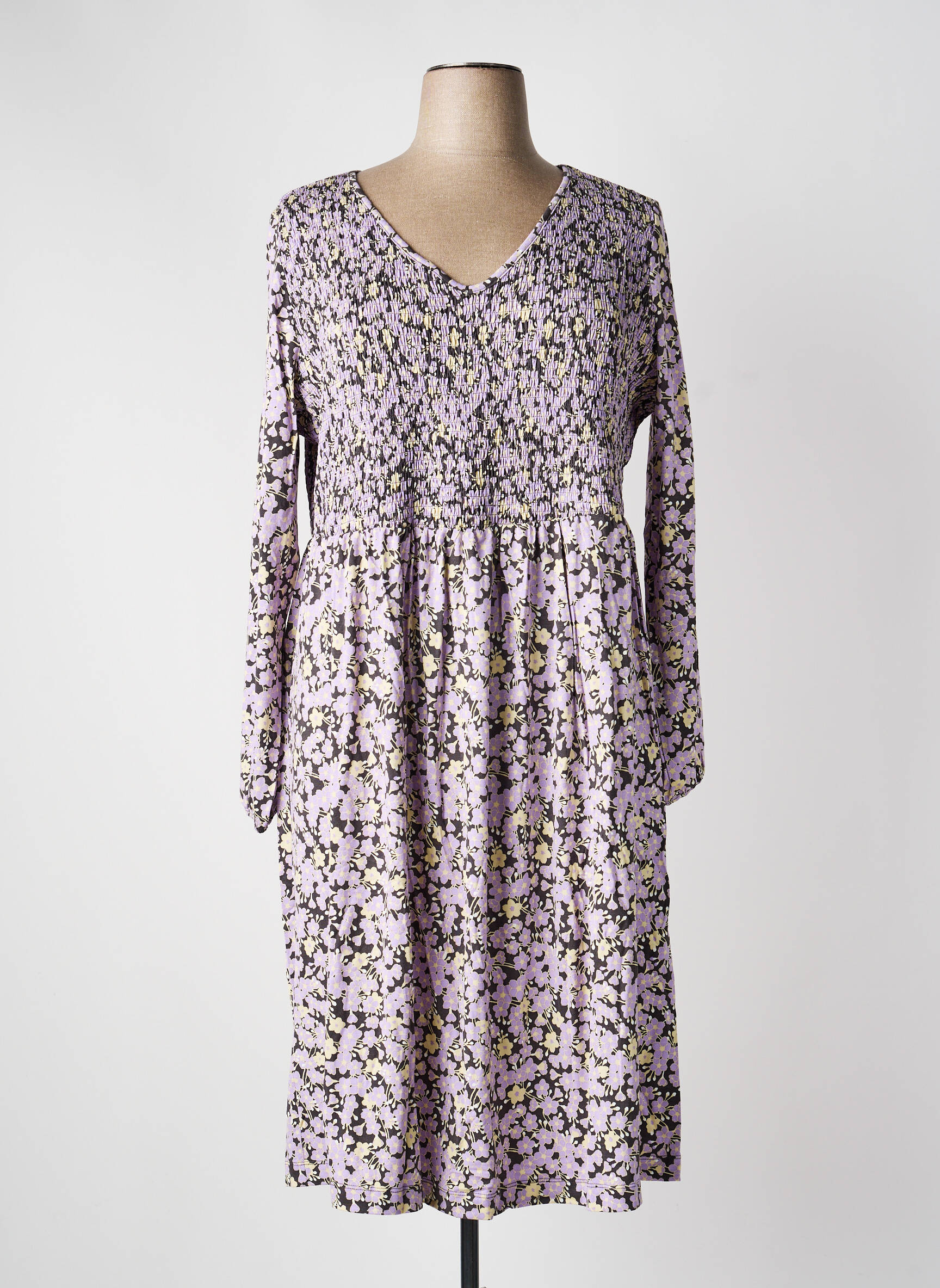 Robe mi-longue coupe fluide manches longues violet SHEEGO femme