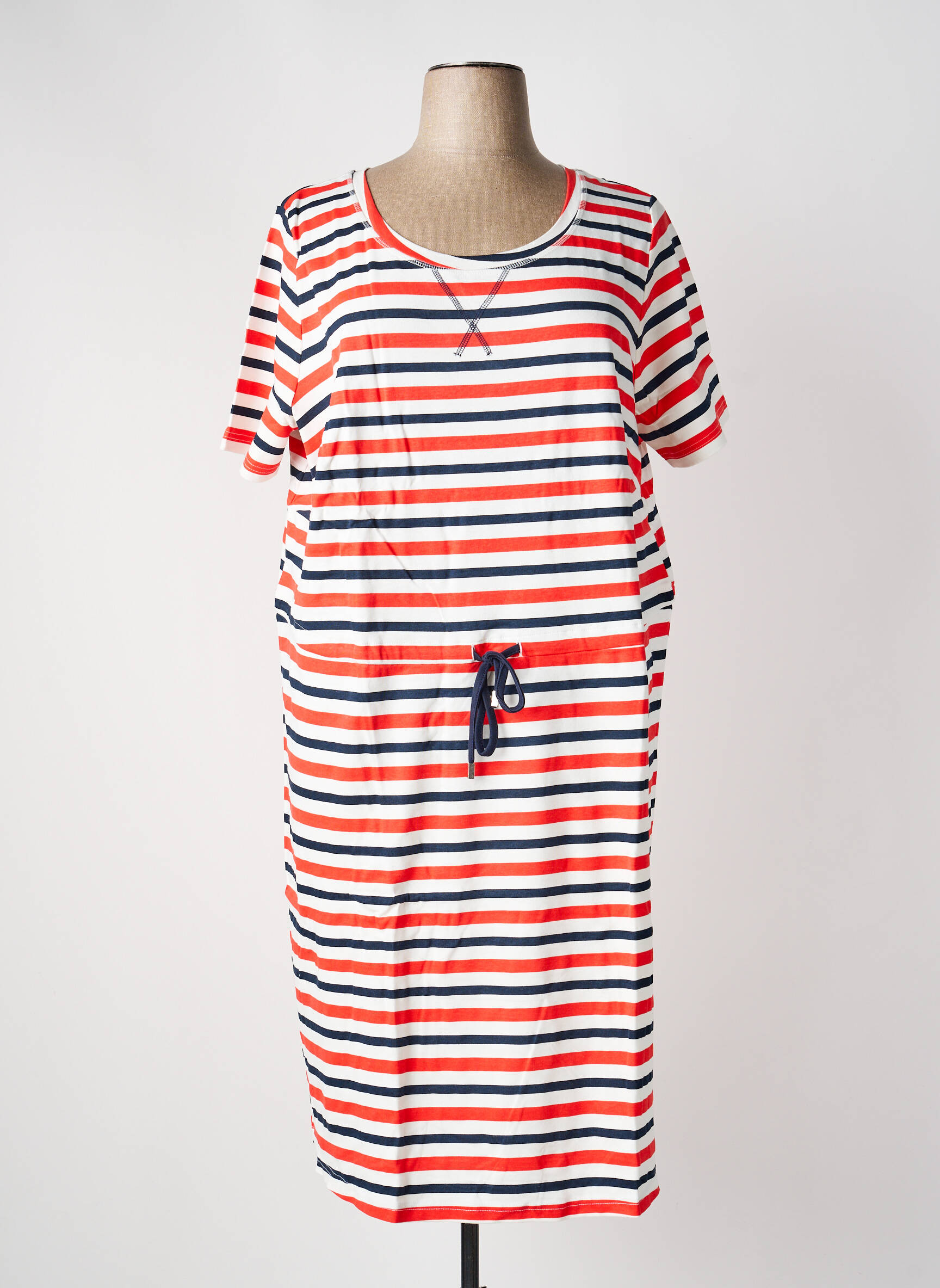 Robe mi-longue manches courtes manches courtes rouge SHEEGO femme